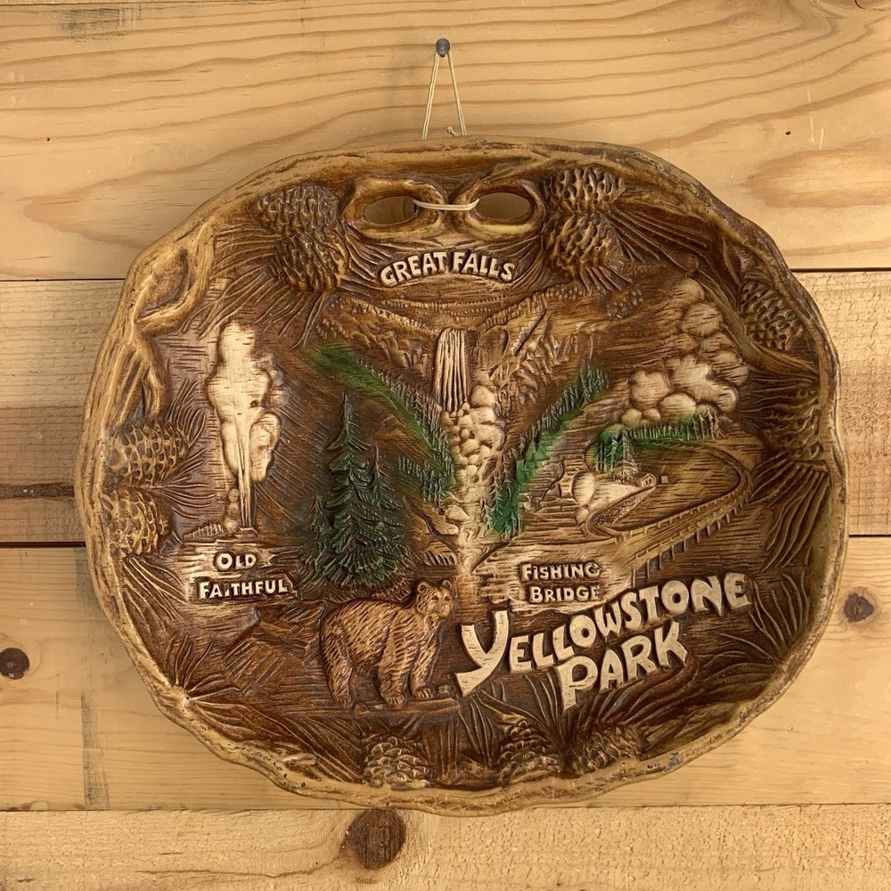 Vintage‎ Montana Yellowstone Glacier National Park Taco Mid Century Wall Plaque